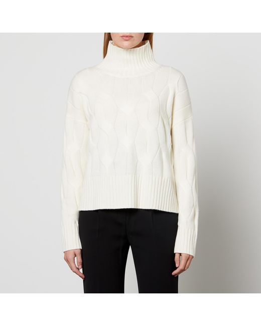 Max Mara Studio White Wool And Cashmere-blend Turtleneck Jumper