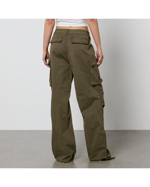 GOOD AMERICAN Green Baggy Cotton-blend Canvas Cargo Trousers