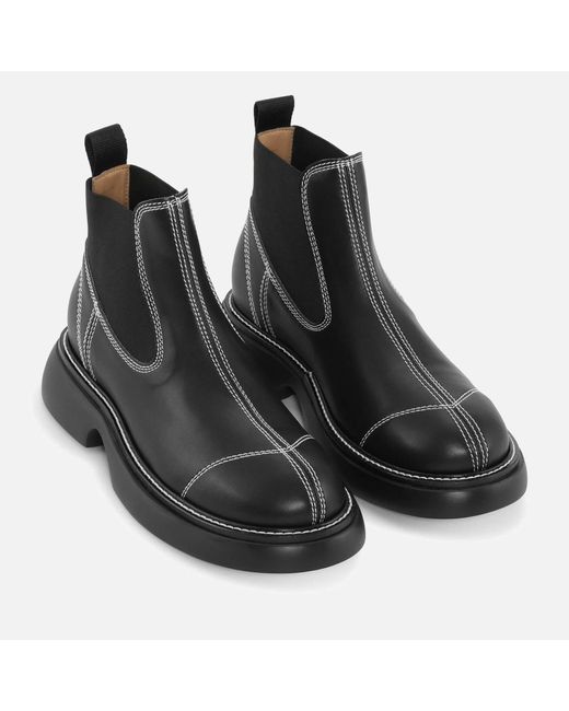Ganni Black Everyday Low Faux Leather Chelsea Boots