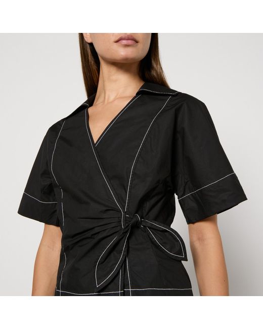 Ganni Rib Jersey Wrap Top - Black – Sloane Boutique