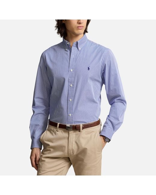 Polo Ralph Lauren Stretch Poplin Slim Fit Shirt in Blue for Men Lyst UK