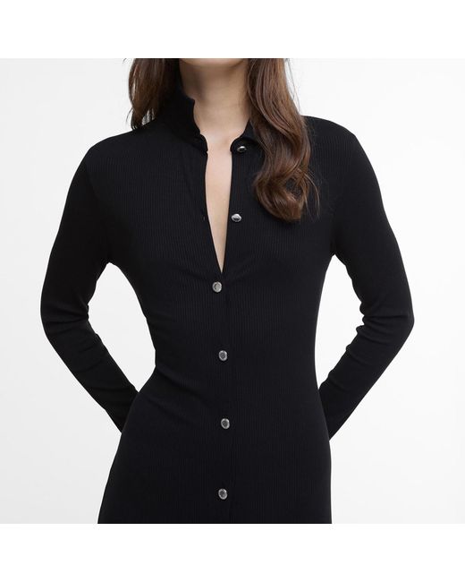 Barbour Black Della Ribbed-Jersey Maxi Dress