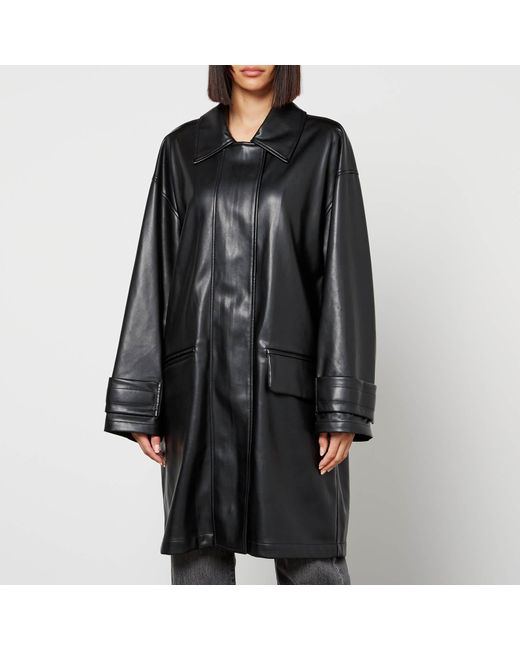 Stand Studio Conni Oversized Faux Leather Coat in Black Lyst