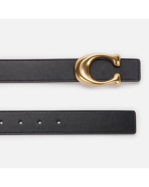 COACH Leather 32mm C Reversible Belt in Black/Tan (Black) - Lyst