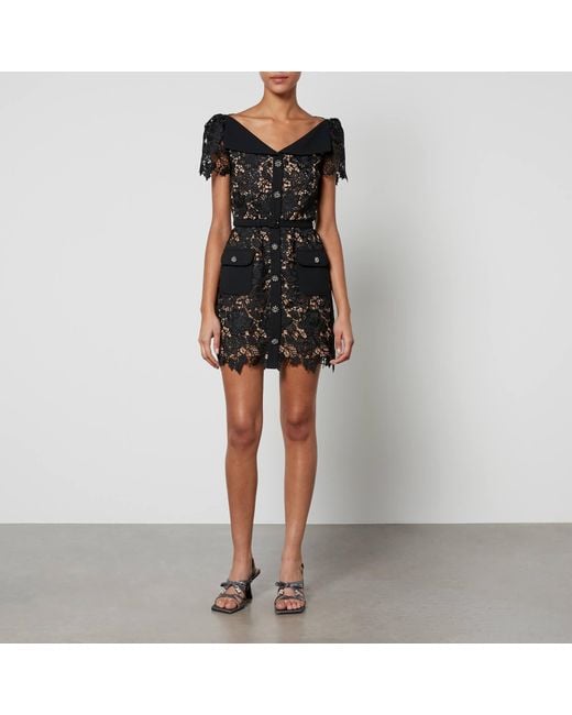 Self-Portrait Black Guipure Lace Mini Dress