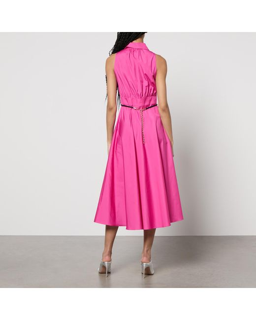 Max Mara Studio Pink Adepto Cotton-Poplin Midi Dress
