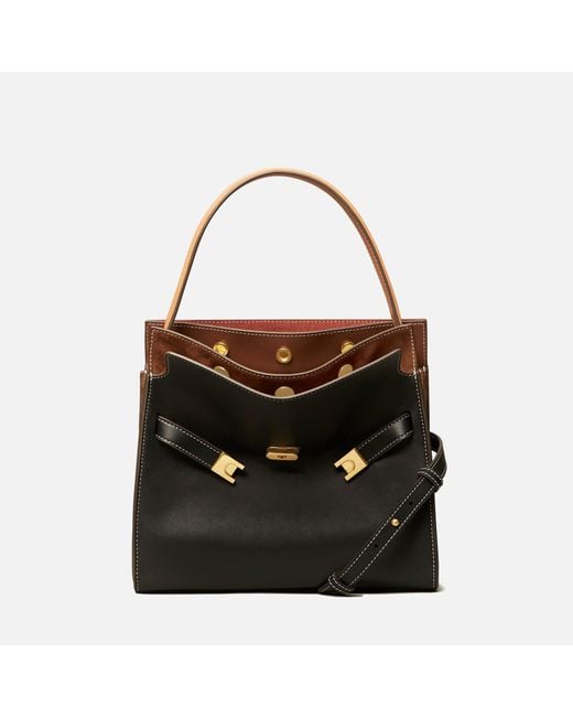 Tory Burch Lee Radziwill Small Double Leather Bag in Black Lyst UK