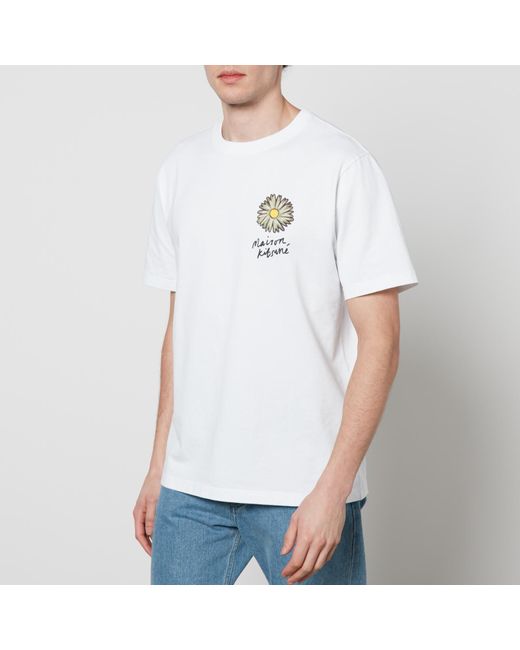 Maison Kitsuné White Floating Flower Cotton T-Shirt for men
