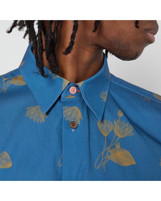 Paul Smith Blue Tailored Fit Cotton-Poplin Shirt for men