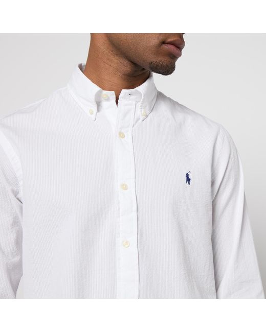 Polo Ralph Lauren White Striped Seersucker Shirt for men