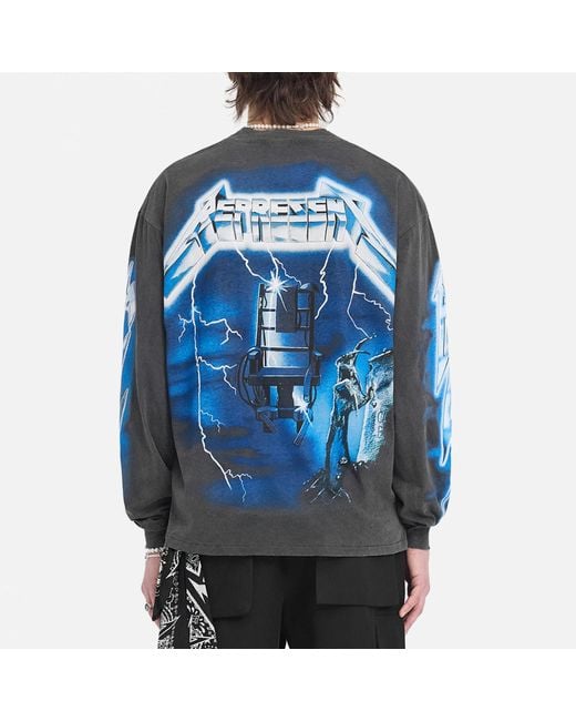 REPRESENT x Metallica Blue Ride The Lightning Cotton-Blend T-Shirt for men