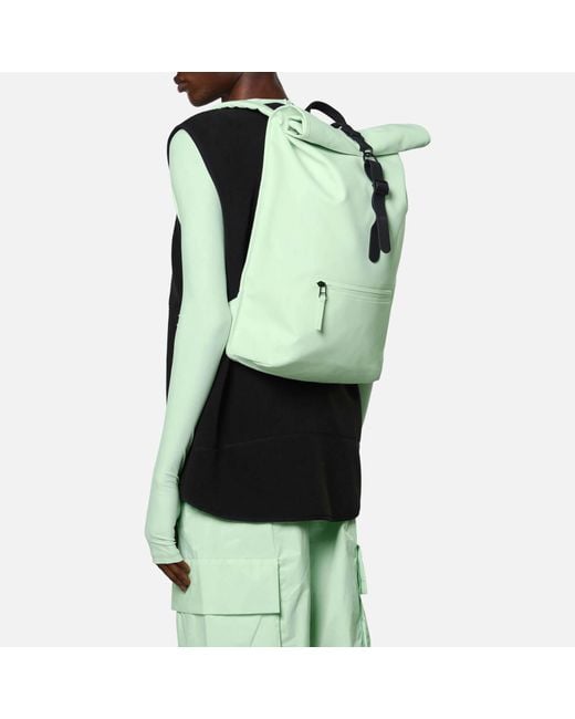 Rains Green Rolltop Matte-shell Backpack