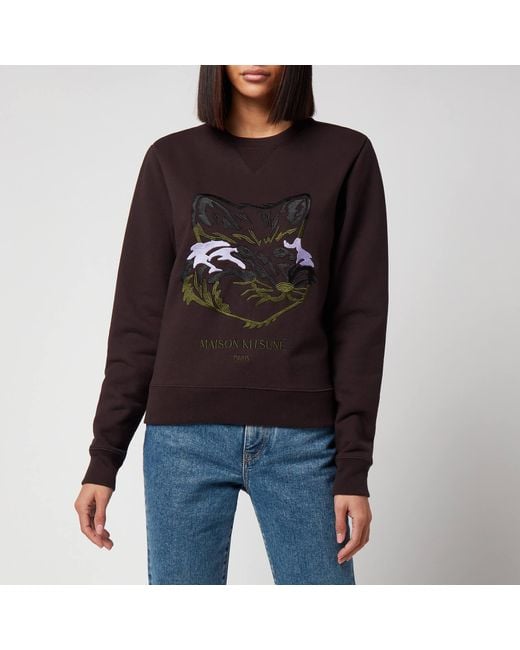 Maison Kitsuné Big Fox Embroidery Regular Sweatshirt in Brown | Lyst
