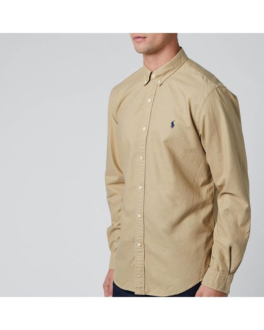 Polo Ralph Lauren Slim Fit Garment Dyed Oxford Shirt in Natural for Men |  Lyst Canada