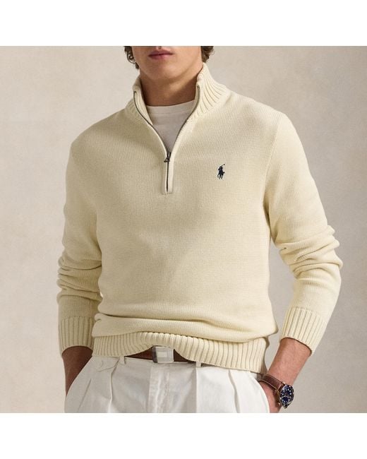 Polo Ralph Lauren Natural Cotton-Knit Half-Zip Jumper for men