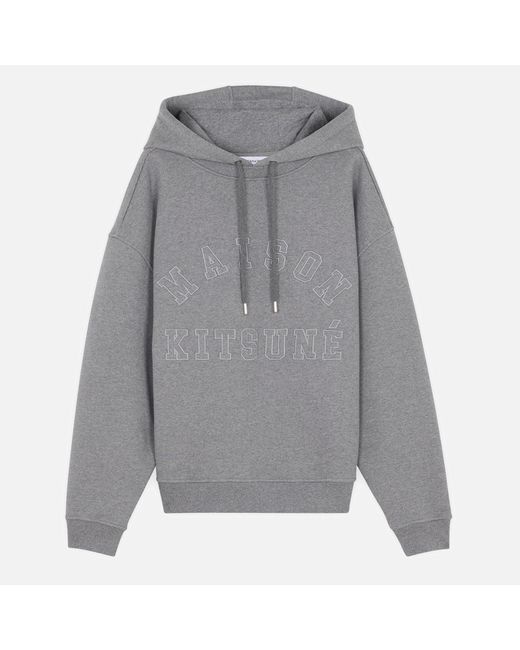 Maison Kitsuné Gray Varsity Cotton-Jersey Hoodie for men