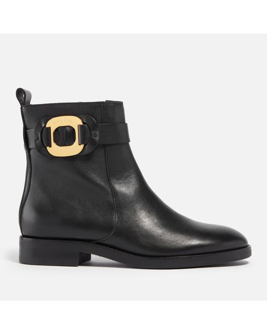 See By Chloé Black ‘Chany’ Leather Ankle Boots