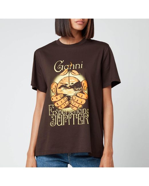 Ganni Brown Experiencing Jupiter T-shirt