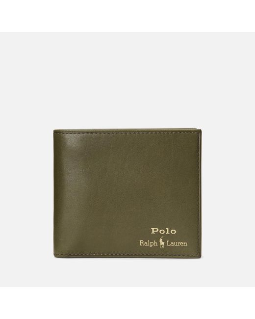 Polo Ralph Lauren Smooth Leather Bifold Card Wallet in Green for Men