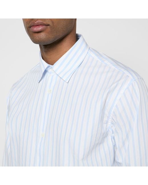NN07 White Freddy No Pocket Striped Cotton-Poplin Shirt for men