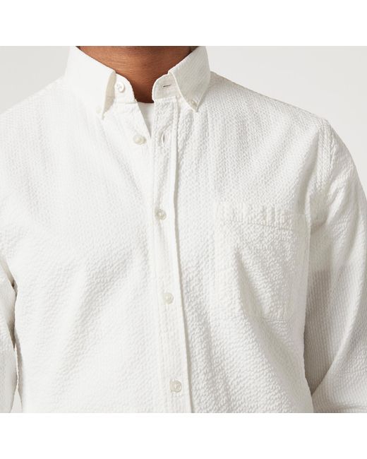 Portuguese Flannel White Atlantico Stripe Cotton-seersucker Shirt for men