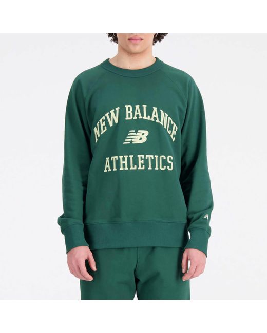 New Balance Green Athletics Varsity Cotton-Fleece Sweatshirt for men
