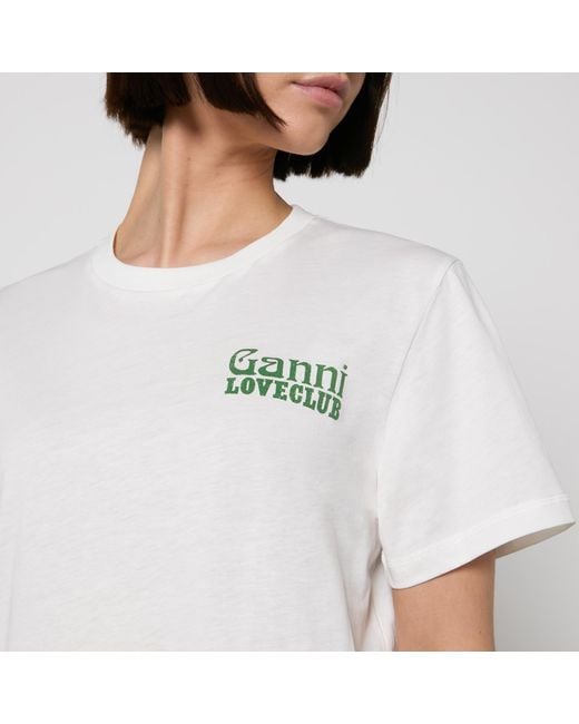 Ganni Natural Love Club Printed Organic Cotton-Jersey T-Shirt