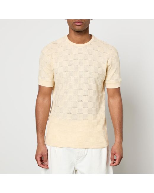sunflower Natural Gym Checked Linen-Blend Jacquard T-Shirt for men