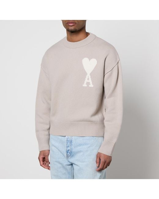 AMI Gray De Coeur Wool Sweatshirt for men