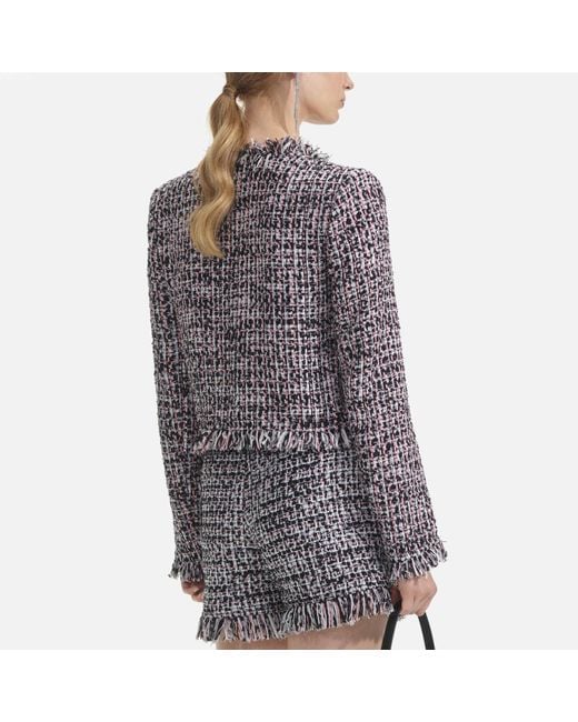 Self-Portrait Black Fringed Bouclé Blazer Jacket