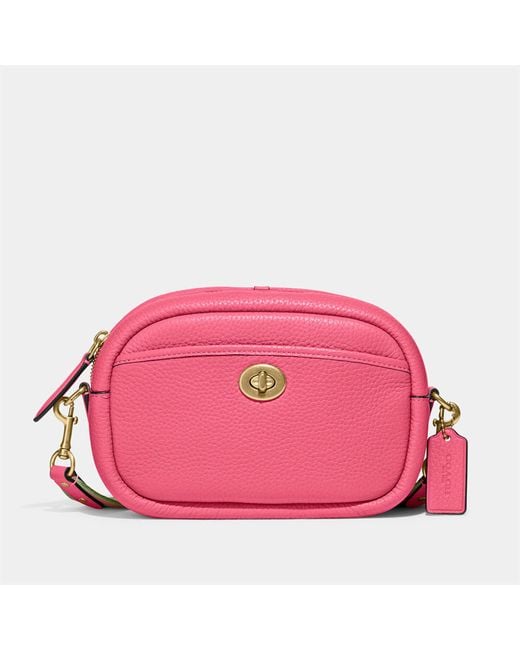 COACH Leather Camera Bag With Webbing Strap in Pink Lyst UK