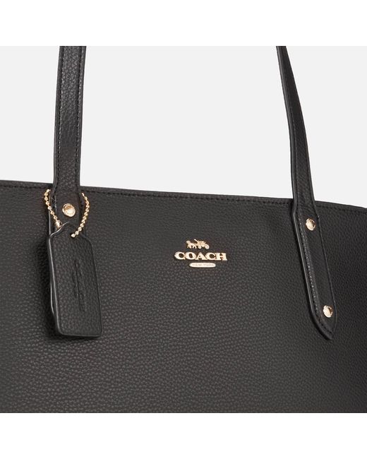 COACH Central Leather Zip Top Tote Bag in Black | Lyst UK