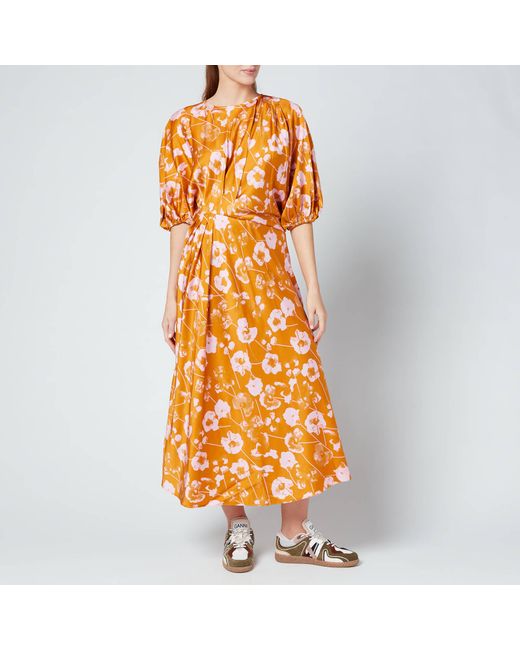 Stine Goya Aubrie Midi Dress in Orange - Lyst