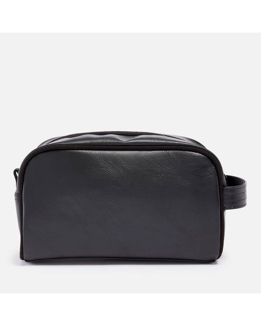 Fred Perry Faux Leather And Canvas Wash Bag in Black for Men | Lyst