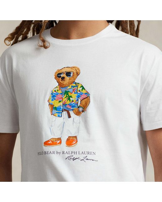 Polo Ralph Lauren White Bear Logo-print Cotton-jersey T-shirt for men