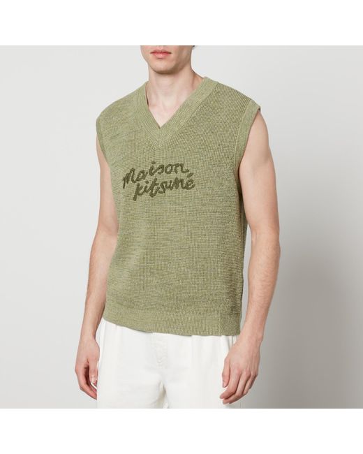 Maison Kitsuné Green Logo Cotton Vest for men