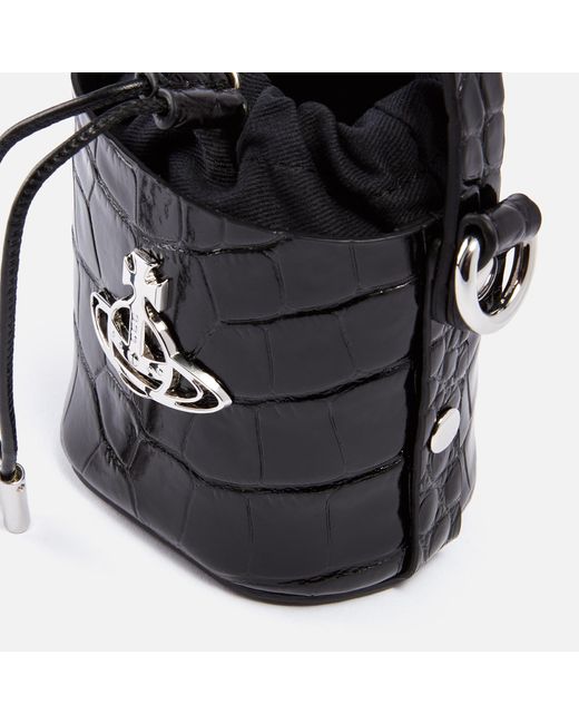 Vivienne Westwood Black Mini Daisy Croc-effect Leather Bucket Bag