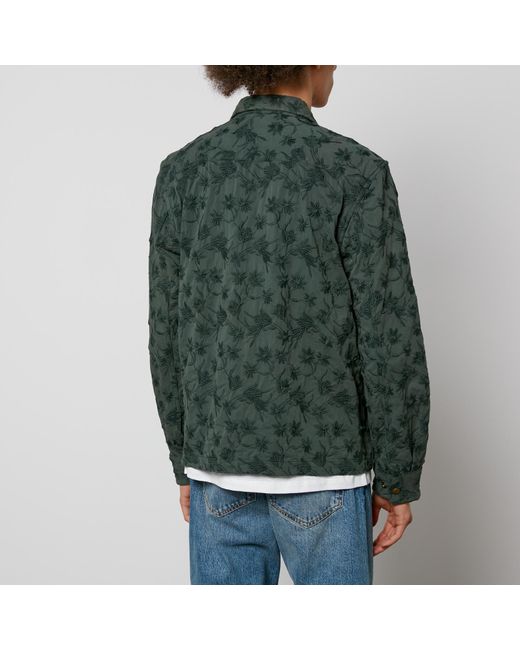 Corridor NYC Green Floral Embroidered Denim Jacket for men