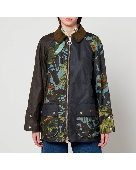 Barbour X House of Hackney Green Printed Handley Waxed-cotton Coat