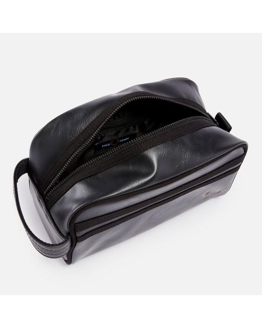 Fred Perry Faux Leather And Canvas Wash Bag in Black for Men Lyst