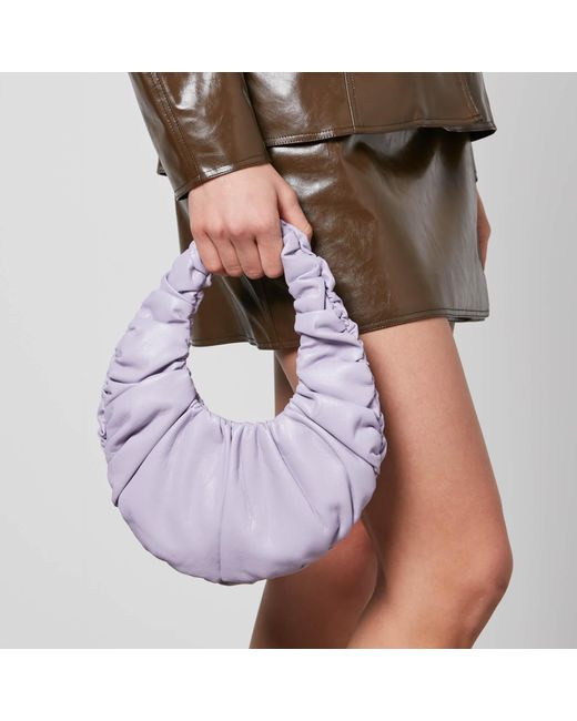 Nanushka Mini Anja Ruched Faux Leather Bag in Purple | Lyst