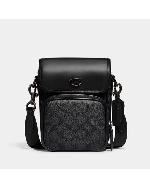COACH Black Leather And Monogram-coated Canvas Cross-body Bag for men