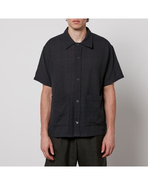 mfpen Black Senior Waffle Cotton Shirt for men