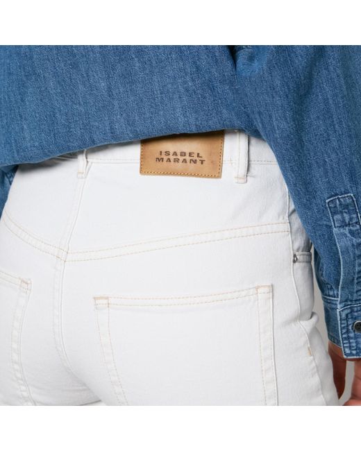 Isabel Marant White Jemina Denim Cropped Straight-Leg Jeans