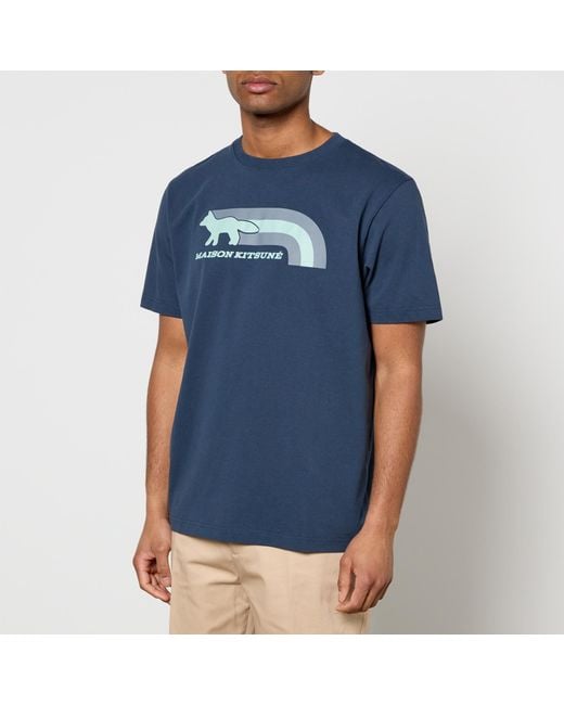 Maison Kitsuné Blue Flash Fox Cotton-Jersey T-Shirt for men