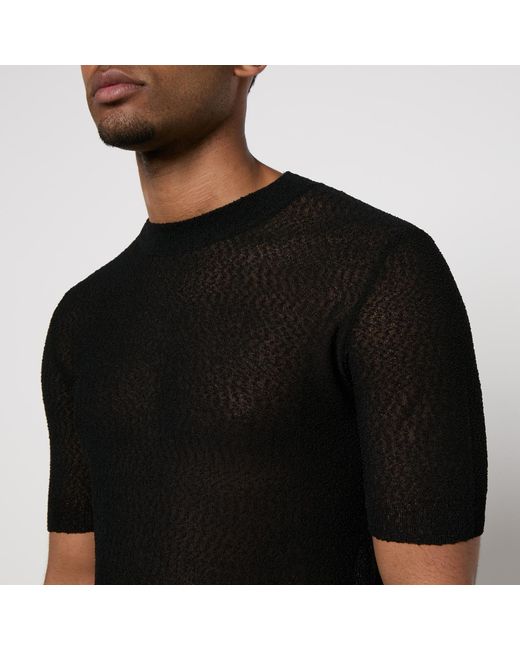 AMI Black Bouclé-Jersey T-Shirt for men