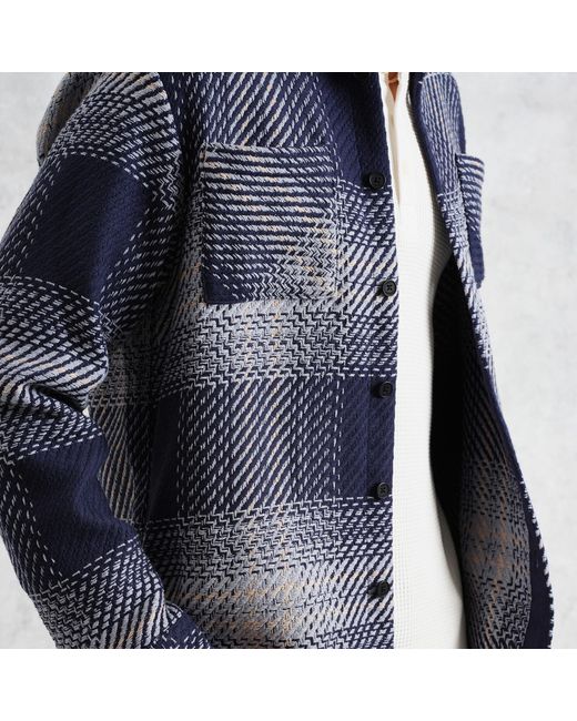 Wax London Blue Whiting Checked Cotton-Blend Overshirt for men