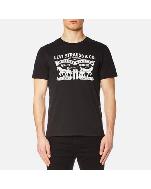 Levi's Black Men's Two Horse Graphic Setin Neck Tshirt for men