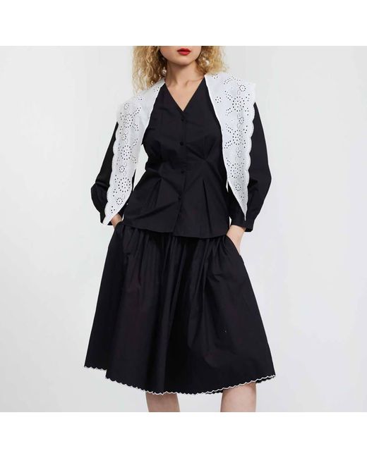 BATSHEVA Black Sage Cotton Blouse