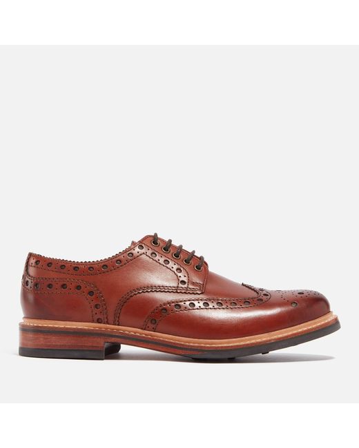 GRENSON Brown Archie Handpainted Leather Brogues for men